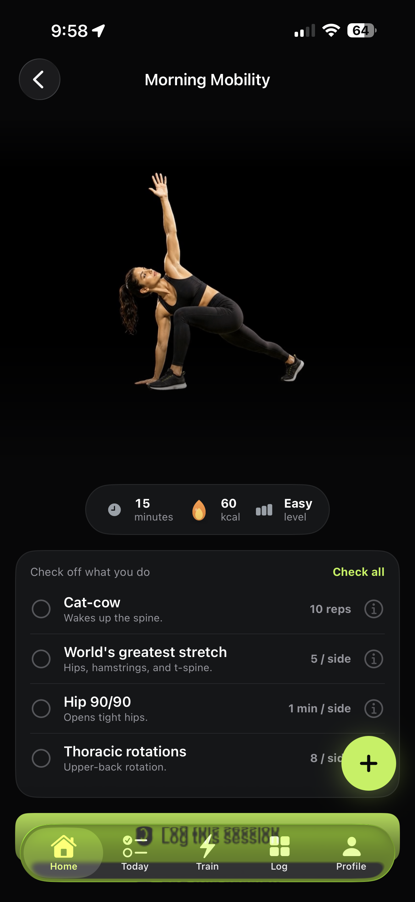 STATE workout screen
